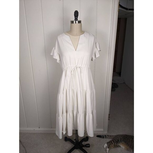 Amanda Uprichard White flowy midi dress size small - Picture 1 of 7